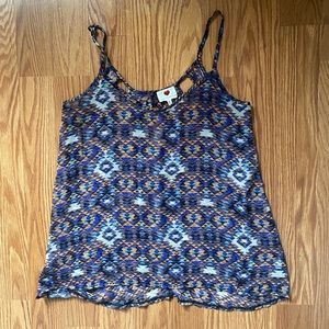 Aztec Multi-Colored Spaghetti Strap Sheer Tank